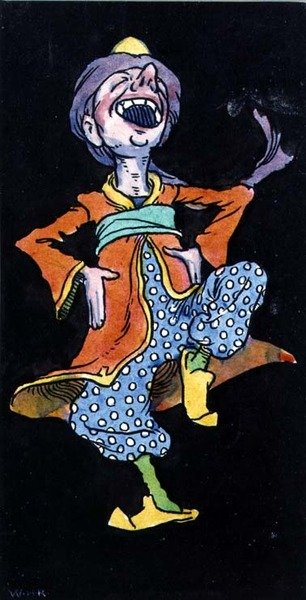 Hombre riendo con traje turco de William Heath Robinson