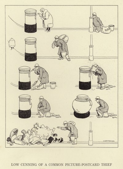 Astucia baja de un ladrón común de postales de William Heath Robinson