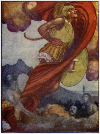 Marte, como una nube de trueno, se elevó hacia el cielo hasta el Olimpo de William Heath Robinson