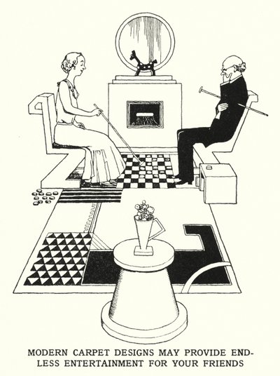 Los diseños de alfombras modernas pueden proporcionar entretenimiento interminable para tus amigos de William Heath Robinson