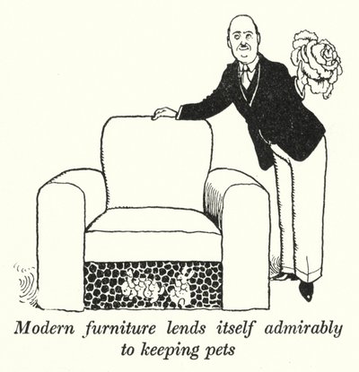 Los muebles modernos se prestan admirablemente para tener mascotas de William Heath Robinson