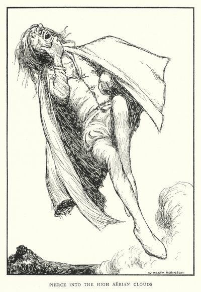 Penetra en las altas nubes aéreas (litografía) de William Heath Robinson