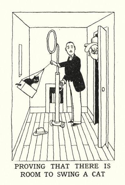 Demostrando que hay espacio para balancear un gato de William Heath Robinson
