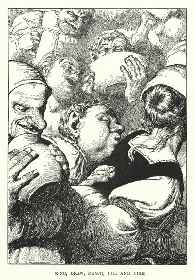 Anillo, dibujar, alcanzar, llenar y mezclar de William Heath Robinson