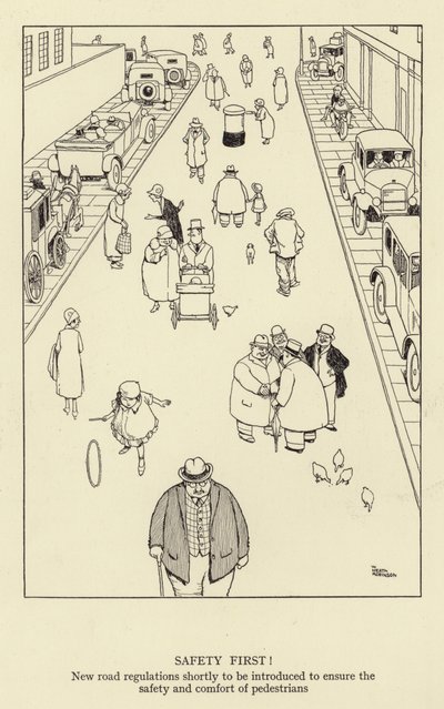 ¡Seguridad primero! Nuevas regulaciones de tráfico que se introducirán próximamente para garantizar la seguridad y comodidad de los peatones de William Heath Robinson
