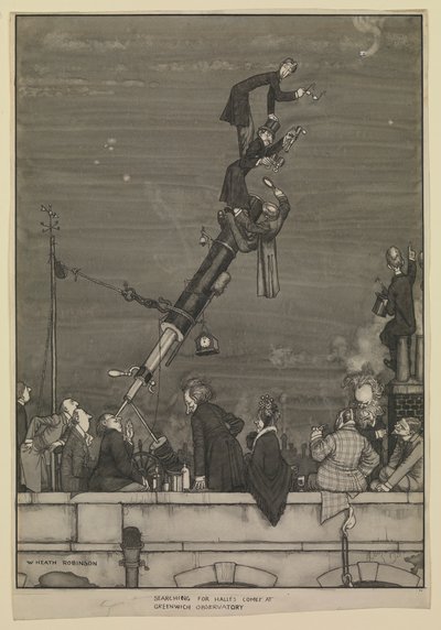 Búsqueda del cometa Halley en el Observatorio de Greenwich de William Heath Robinson