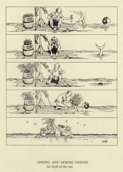 Primavera y cebollas, un idilio del mar de William Heath Robinson