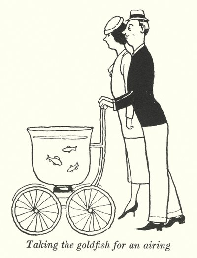 Sacando a pasear al pez dorado de William Heath Robinson