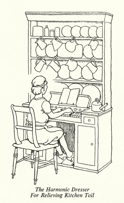 El Vestidor Armónico Para Aliviar el Trabajo de Cocina de William Heath Robinson