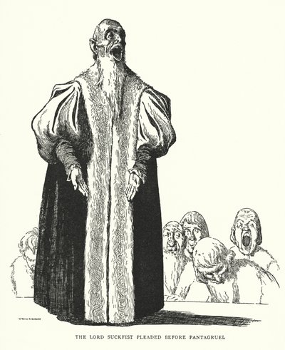 El señor Suckfist abogó ante Pantagruel de William Heath Robinson