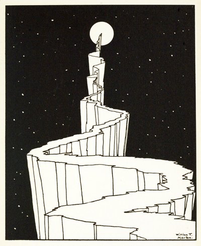 El camino a la luna, de Un libro de imágenes, pub. 1898 (grabado) de William Heath Robinson