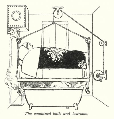 El baño y dormitorio combinados de William Heath Robinson