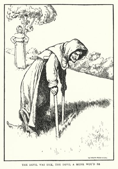 El diablo estaba enfermo, el diablo quería ser monje de William Heath Robinson