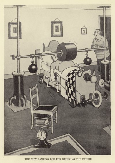 La nueva cama banting para reducir la figura de William Heath Robinson
