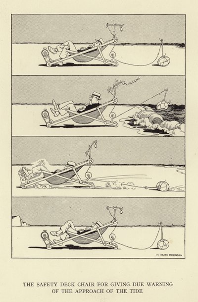 La silla de cubierta de seguridad para advertir de la llegada de la marea de William Heath Robinson