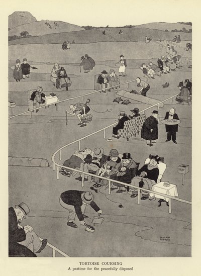 Carrera de tortugas, un pasatiempo para los pacíficos de William Heath Robinson