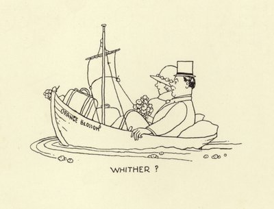 Adónde, pareja casada partiendo en el mar de la vida matrimonial de William Heath Robinson