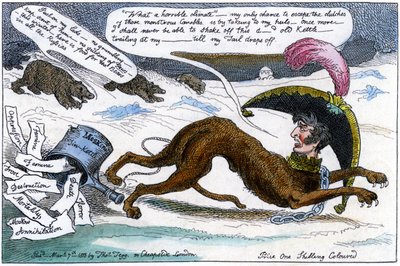 El sabueso corso perseguido por el oso ruso de William Helmes