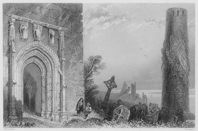 Puerta de entrada del Templo Mc Durmot, Clonmacnoise (grabado) de William Henry (after) Bartlett