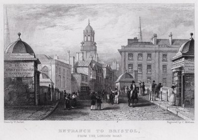Entrada a Bristol, desde la Carretera de Londres de William Henry (after) Bartlett