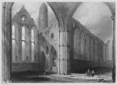 Interior de la Abadía de Cashel (grabado) de William Henry (after) Bartlett