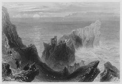 Castillo de Kenbane, Condado de Antrim (grabado) de William Henry (after) Bartlett