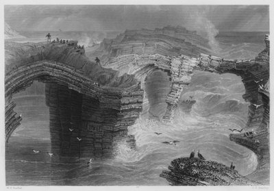 Puentes naturales, cerca de Kilkee (grabado) de William Henry (after) Bartlett