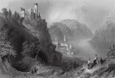 Oberwesel y el castillo de Schomberg (grabado) de William Henry (after) Bartlett