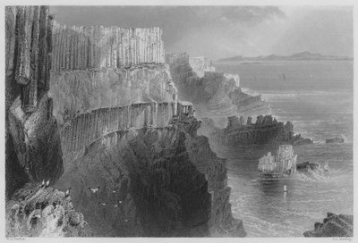 Acantilado Pleaskin, cerca de la Calzada del Gigante, Condado de Antrim de William Henry (after) Bartlett