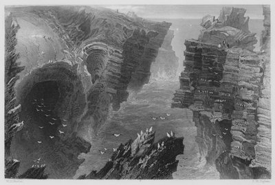 Agujero de Soplido, cerca de Kilkee (grabado) de William Henry (after) Bartlett