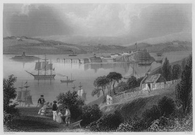 La ensenada de Cork, ahora Queenstown (grabado) de William Henry (after) Bartlett