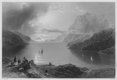 La Montaña del Águila, Killeries, Connemara (grabado) de William Henry (after) Bartlett