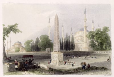 Un obelisco egipcio en el Atmeidan, o Hipódromo, Estambul, grabado por G.K. Richardson, c.1850 de William Henry Bartlett