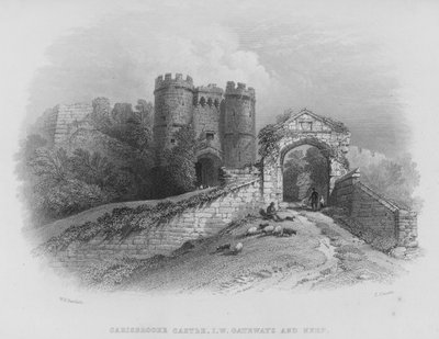 Castillo de Carisbrooke, Isla de Wight, Puertas y Torre del Homenaje de William Henry Bartlett