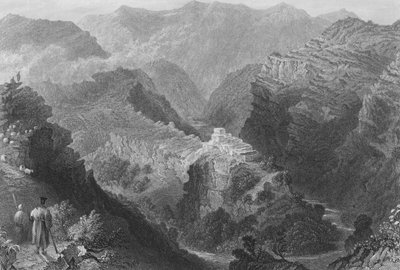 Castillo cerca de Djouni, Monte Líbano de William Henry Bartlett