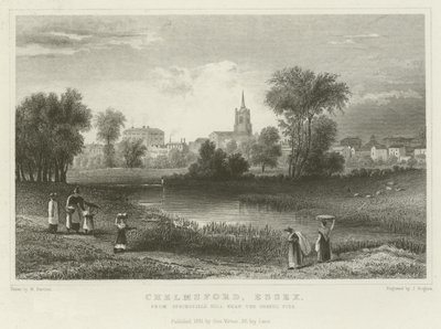 Chelmsford, Essex, desde Springfield Hill, cerca de las Canteras de Grava de William Henry Bartlett
