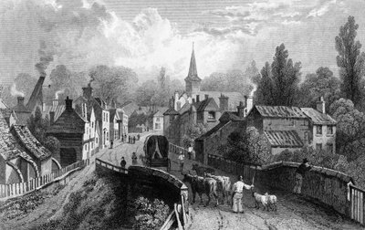 Chipping Ongar, Essex, grabado por Henry Adlard, 1832 de William Henry Bartlett
