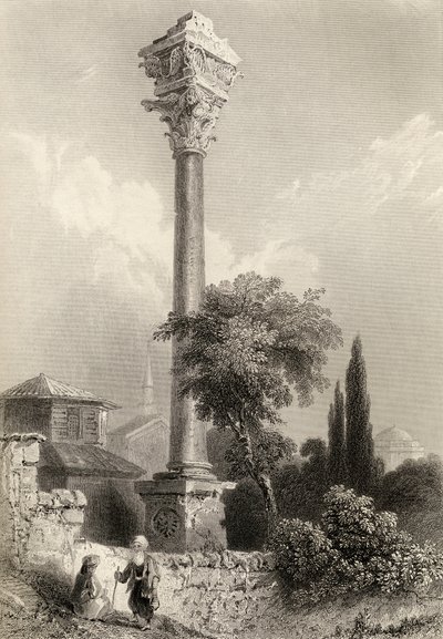 Columna de Marciano, Estambul, Turquía, grabado por H. Adlard de William Henry Bartlett
