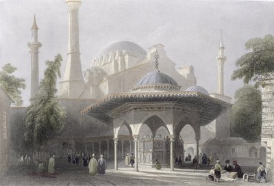 Corte y Fuente de Santa Sofía, Estambul, grabado por J. Redaway, c.1850 de William Henry Bartlett