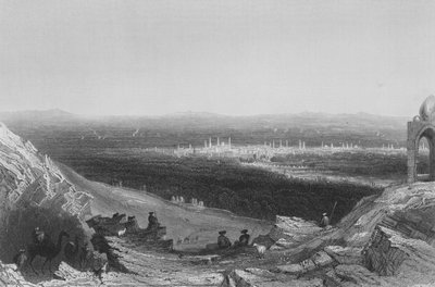 Damasco, vista distante desde la ladera de la montaña de William Henry Bartlett