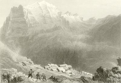 Dormeilleuse, Altos Alpes, la escena de los trabajos de Félix Neff de William Henry Bartlett
