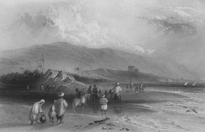 Vado del río Kishon, Bahía de Acre de William Henry Bartlett