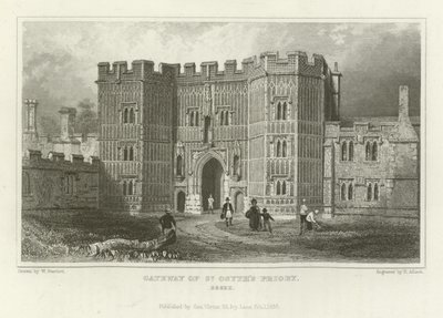 Puerta del Priorato de St Osyth, Essex de William Henry Bartlett