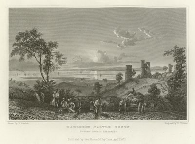 Castillo de Hadleigh, Essex, mirando hacia Sheerness de William Henry Bartlett