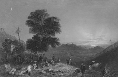 Parada de una caravana en el desierto de Girgola, cerca del Monte Amanus de William Henry Bartlett