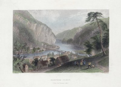 Harpers Ferry (desde el lado del Potomac), pub. 1839 de William Henry Bartlett
