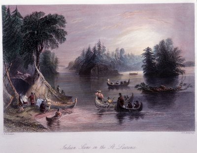 Campamento indio en las orillas del Saint Laurent - en “Canadian scenery illustrated” de Bartlett W. H. de William Henry Bartlett