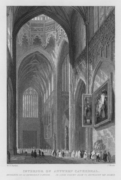 Interior de la Catedral de Amberes de William Henry Bartlett