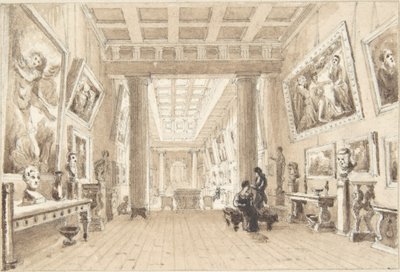 Interior de la galería de pinturas de Thomas Hope, Duchess Street, Londres de William Henry Bartlett