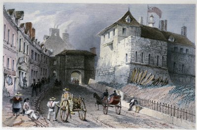 La puerta "Priscott Gate" en Quebec City, Canadá - en "Canadian Scenery illustrated" por William Henri Barlett, ed. George Virtue de William Henry Bartlett